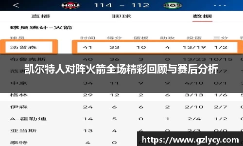 凯尔特人对阵火箭全场精彩回顾与赛后分析